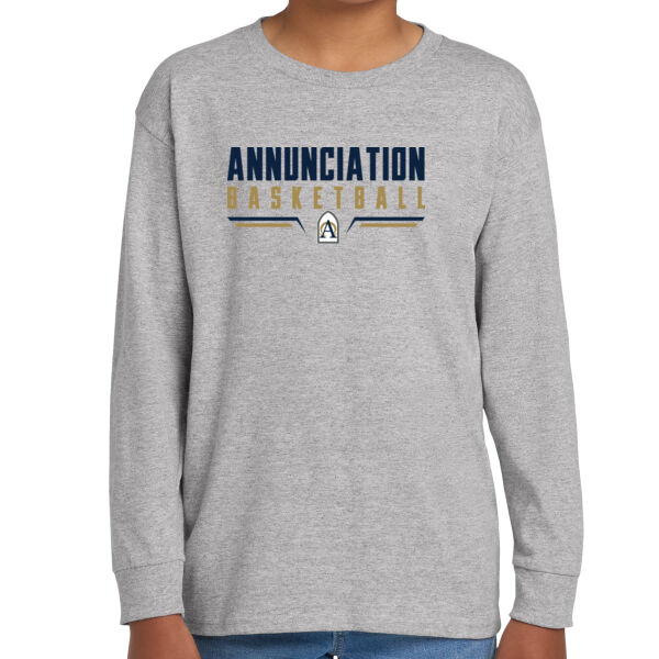 Annunciation Basketball Youth Grey Heavy Cotton 100% Cotton Long Sleeve T Shirt Thumbnail