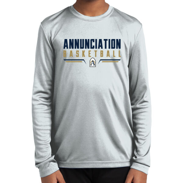 Annunciation Basketball Youth White Long Sleeve PosiCharge Competitor Tee Thumbnail