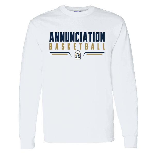 Annunciation Basketball White Heavy Cotton 100% Cotton Long Sleeve T Shirt Thumbnail