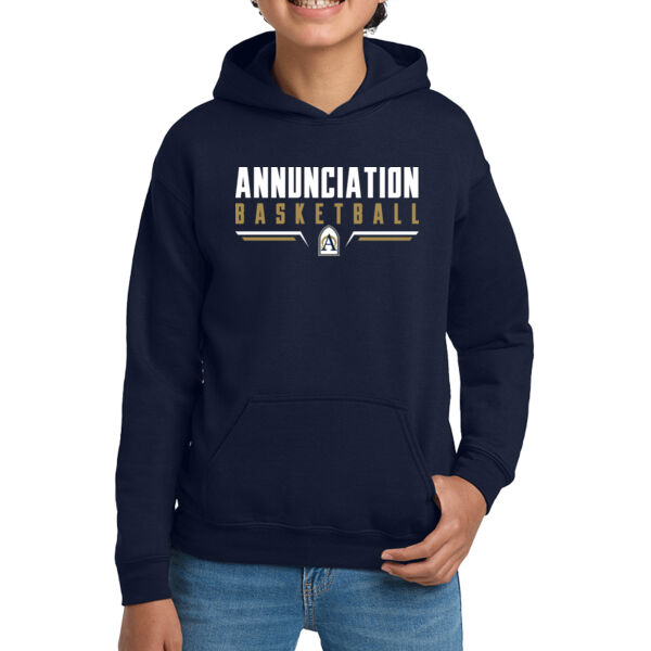 Annunciation Basketball Youth Navy Heavy Blend Hooded Sweatshirt Thumbnail