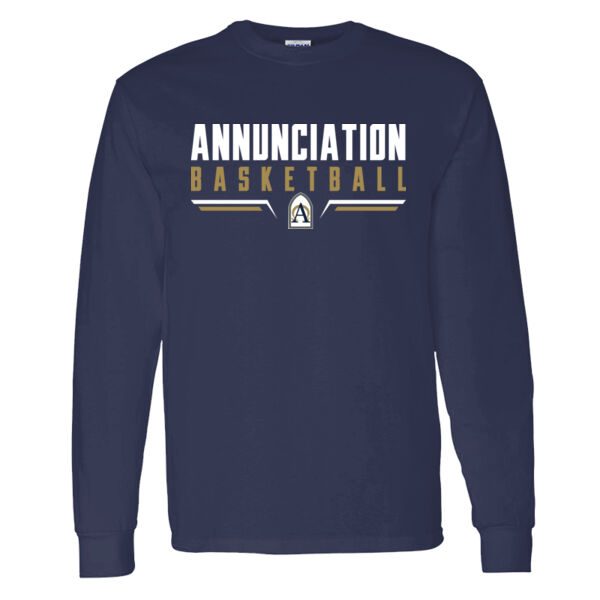 Annunciation Basketball Navy Heavy Cotton 100% Cotton Long Sleeve T Shirt Thumbnail