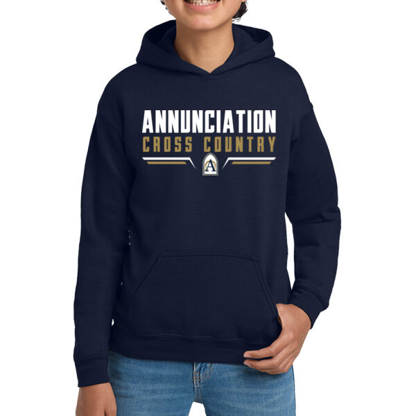 Annunciation Cross Country Youth Navy Heavy Blend Hooded Sweatshirt Thumbnail
