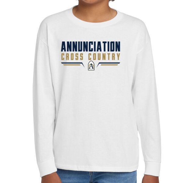 Annunciation Cross Country Youth White Heavy Cotton 100% Cotton Long Sleeve T Shirt Thumbnail