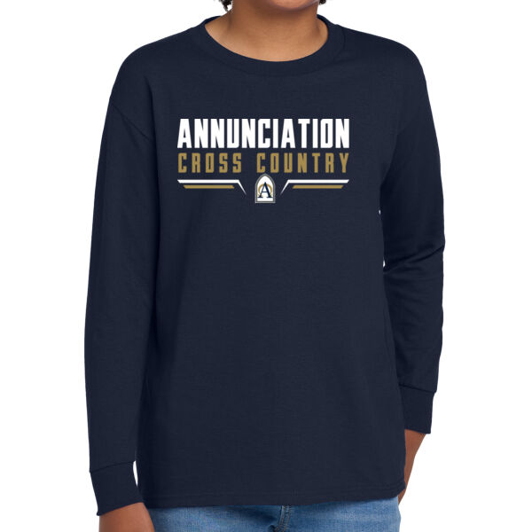 Annunciation Cross Country Youth Navy Heavy Cotton 100% Cotton Long Sleeve T Shirt Thumbnail