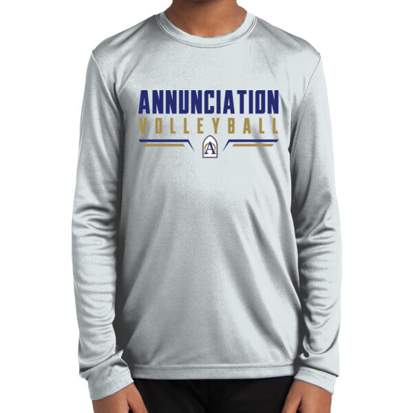 Annunciation CYO Volleyball Youth Long Sleeve White PosiCharge Competitor Tee Thumbnail