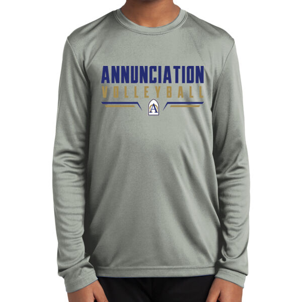 Annunciation CYO Volleyball Youth Long Sleeve Silver PosiCharge Competitor Tee Thumbnail